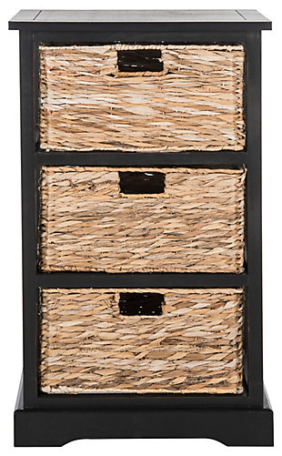 Three Tiered Basket Storage Shelf, Distressed Black, large