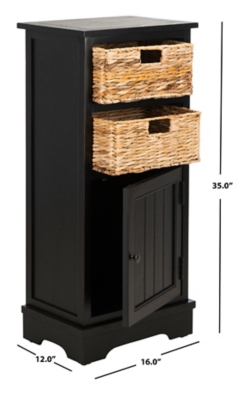 Safavieh Herman Storage Unit With Wicker Baskets Distressed Black