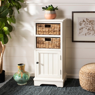 Floor Storage Cabinet, Distressed White, rollover