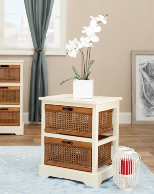 Rattan 2 Drawer Storage Cabinet, , rollover