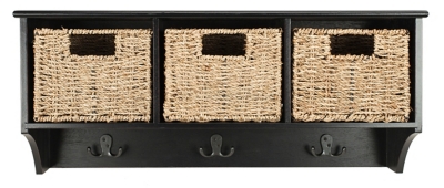 Three Basket Storage Shelf, Black, large