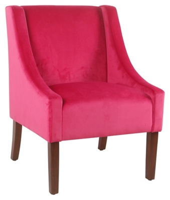 Modern Velvet Swoop Arm Accent Chair, Pink, large