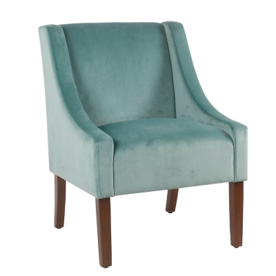 Modern Velvet Swoop Arm Accent Chair, Teal, rollover