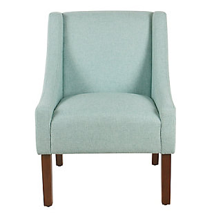 Modern Velvet Swoop Arm Accent Chair, Light Blue, rollover
