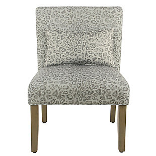Cheetah Print Accent Chair with pillow, Gray Wash, rollover