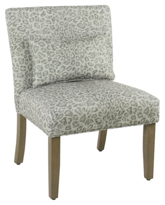 Cheetah Print Accent Chair with pillow, Gray Wash, large