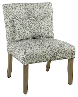 Cheetah Print Accent Chair with pillow, Gray Wash, large