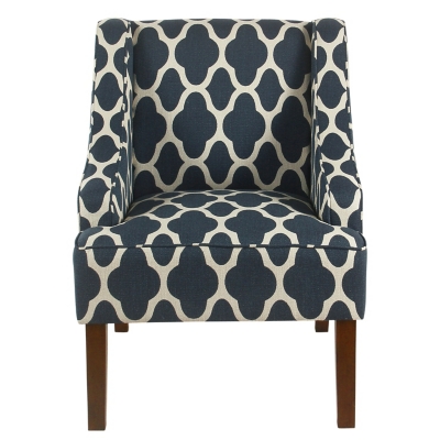 Classic Geometric Swoop Arm Chair, Navy, large