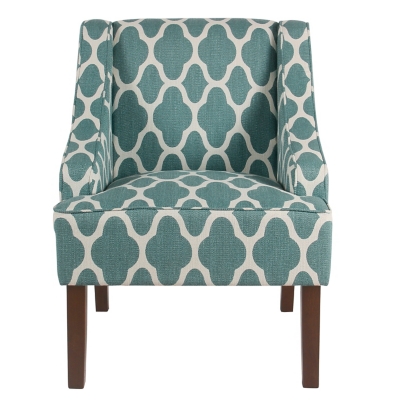Classic Geometric Swoop Arm Chair, Teal/White, large