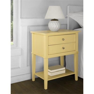 Nia Cottage Hill Accent Table with 2 Drawers, Yellow, large