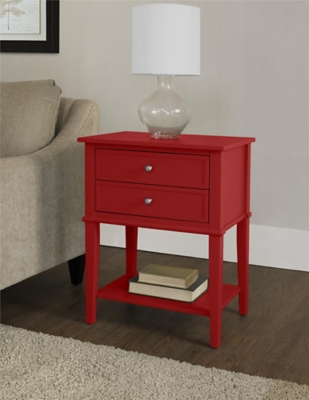 Nia Cottage Hill Accent Table with 2 Drawers, Red, large
