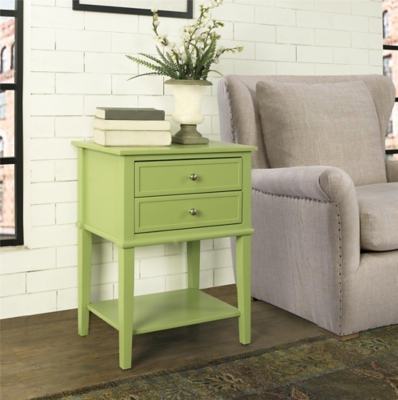 Nia Cottage Hill Accent Table with 2 Drawers, Green, large