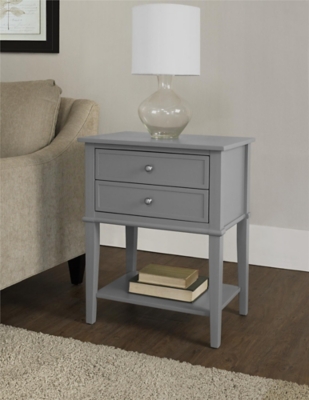 Cottage Hill Cottage Hill Accent Table with 2 Drawers, Gray, large