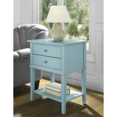 Nia Cottage Hill Accent Table with 2 Drawers, Blue, large