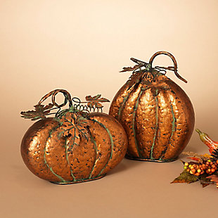 Decorative Assorted Metal Harvest Tabletop Pumpkins (set Of 2), , large