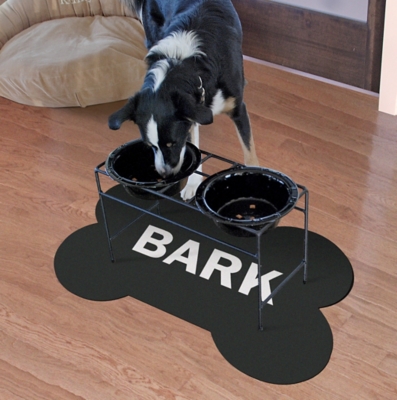 Surfaces Bark Bone Pet Feeding Mat, Black