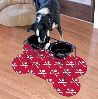 Surfaces Matey Skull Bone Pet Feeding Mat, Red, large