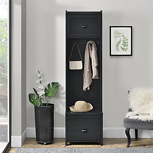 Cohen Entryway Hall Tree with Storage Bench, Black/Oak, rollover