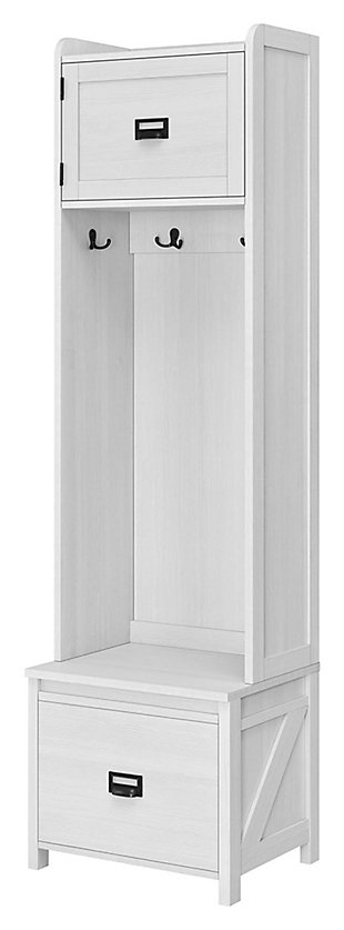 Cohen Entryway Hall Tree with Storage Bench, Ivory, large