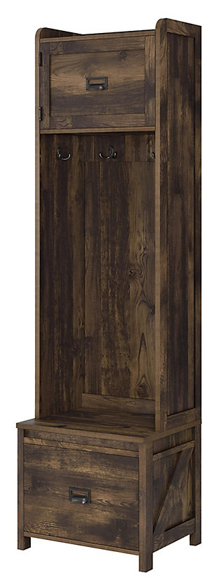 Cohen Entryway Hall Tree with Storage Bench, Rustic, large