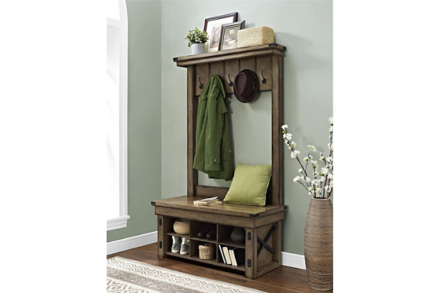 Hall tree with bench storage