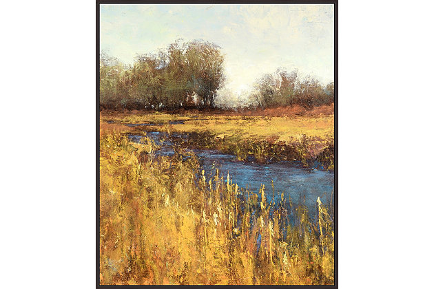 Create a lovely space with this landscape. This impressionistic image is reproduced on a gallery wrapped canvas with artist-applied paint for authentic texture.Giclee reproduction on canvas | Wood stretcher bar | Polystyrene moulding | Espresso floater frame | Hand-applied painted texture | D-ring hanger