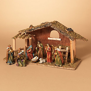 Decorative 15.25" Nativity Scene With Stable (set Of 9), , rollover