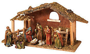 Decorative 15.25" Nativity Scene With Stable (set Of 9), , large