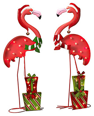 Decorative Holiday Flamingos (set Of 2), , large
