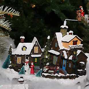 Decorative Holiday Village Scene With Moving Figurines, , rollover