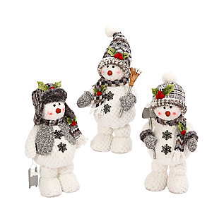 Decorative Plush Standing Snowmen (set Of 3), , large