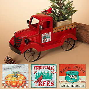 Decorative 18.9" Antique Red Truck With 3 Season Magnets, , rollover