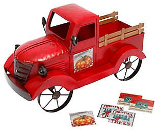 Decorative 18.9" Antique Red Truck With 3 Season Magnets, , large