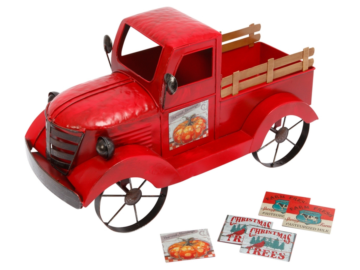 Gerson International Decorative 18.9 Antique Red Truck with 3 Season Magnets Ashley