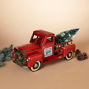 Decorative 21" Metal Truck With Lighted Christmas Tree, , rollover