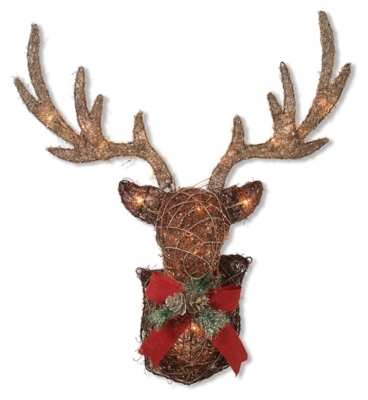 Decorative 32 Electric Vine Stag Head Wall Decor, Red/Brown