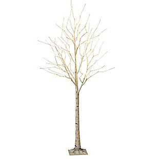 Decorative 6' Birch Bark Effect Lighted Tree With Led Lights, , large