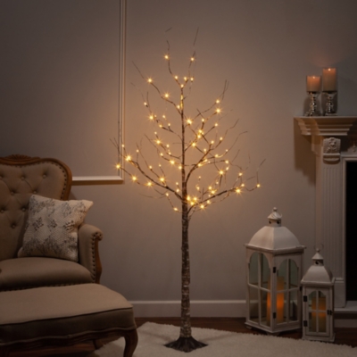 Gerson International Decorative 6 Birch Bark Effect Lighted Tree With Led Lights Ashley