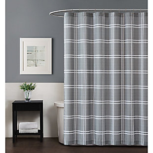 Plaid Shower Curtain, Gray, rollover