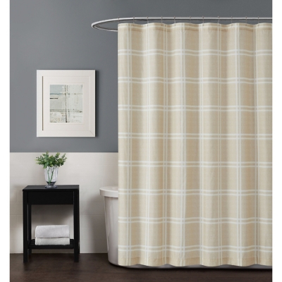Plaid Shower Curtain, Khaki, rollover
