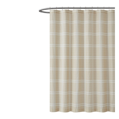 Plaid Shower Curtain, Khaki, large