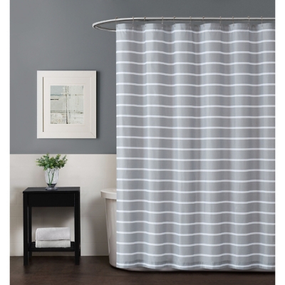 Striped Shower Curtain, Gray, large