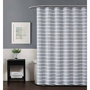 Striped Shower Curtain, Gray, rollover