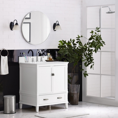 Traditional Rosemary 30” Bathroom Vanity, White, large