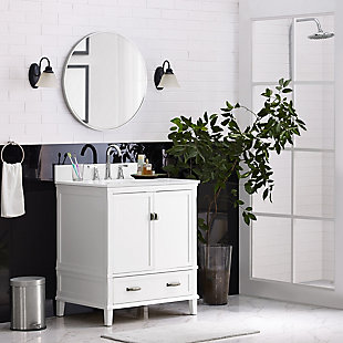 Traditional Rosemary 30” Bathroom Vanity, White, rollover