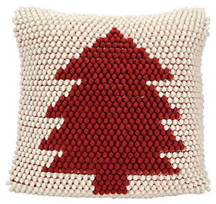 Decorative Home For The Holiday Pillow, Ivory/Red, large