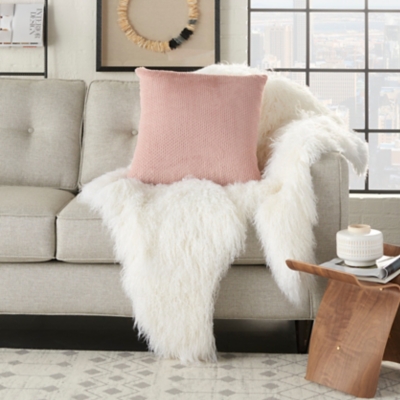 Modern Dot Foil Print Fur Pillow, Blush Pink, large