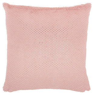 Modern Dot Foil Print Fur Pillow, Blush Pink, large