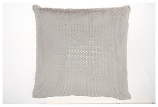 Modern Dot Foil Print Fur Pillow, Ash Gray, large