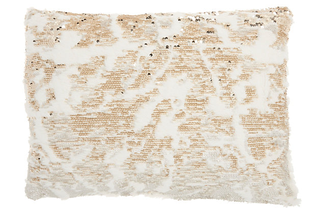 Indulge your taste for luxury with this faux fur sequin pillow. The delicious texture adds a certain decadence to your space. Toss this sumptuous pillow anywhere you want to create an inviting, artistic ambiance.Made of polyester, sequins and faux fur | Soft polyfill | Zipper closure | Spot clean | Imported